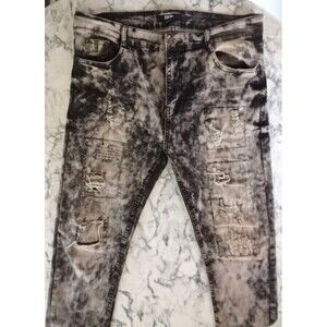 Public Supply Company Men Jeans 34/32 Black Skinny‎ Thrashed KURT COBAIN